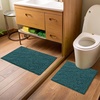 image:imageMuddy Mat Chenille Bathroom Rugs Set Quick Dry Microfiber Mats Non Slip Washable Extra Thick Soft and Highly Absorbent Bath Mats 20x30 with U Shaped Toilet Mat 20x20  GreyAtlantic Blue