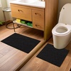 image:imageMuddy Mat Chenille Bathroom Rugs Set Quick Dry Microfiber Mats Non Slip Washable Extra Thick Soft and Highly Absorbent Bath Mats 20x30 with U Shaped Toilet Mat 20x20  GreyBlack