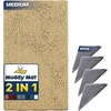 image:imageMuddy Mat 2 in 1 Bundle  Absorbent Microfiber Door Mat Beige Medium 30X19 amp Rug Heavy Duty NonSlip Corner Pad Pack of 4 DoubleSided Adhesive Pad for Corners Ultimate Floor Protection Combo