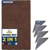 image:imageMuddy Mat 2 in 1 Bundle  Absorbent Microfiber Door Mat Brown Medium 30X19 amp Rug Heavy Duty NonSlip Corner Pad Pack of 4 DoubleSided Adhesive Pad for Corners Ultimate Floor Protection Combo
