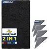 image:imageMuddy Mat 2 in 1 Bundle Absorbent Microfiber Door Mat Black Medium 30X19 amp Rug Heavy Duty NonSlip Corner Pad Pack of 4 DoubleSided Adhesive Pad for Corners  Ultimate Floor Protection Combo