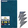 image:imageMuddy Mat 2 in 1 BundleAbsorbent Microfiber Door Mat Atlantic Blue Medium 30X19 amp Rug Heavy Duty NonSlip Pads Pack of 4DoubleSided Adhesive Pad for CornersUltimate Floor Protection Combo