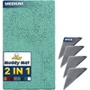 image:imageMuddy Mat 2 in 1 BundleAbsorbent Microfiber Door Mat Seafoam Green Medium 30X19 amp Rug Heavy Duty NonSlip Pads Pack of 4DoubleSided Adhesive Pad for CornersUltimate Floor Protection Combo