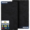 image:imageMuddy Mat 2Piece Atlantic Blue Medium 30X19 ASSEENONTV Highly Absorbent Microfiber Door Mat Bath Mat and Pet Rug Non Slip Thick Washable Soft Chenille for Kitchen Bedroom Indoor and OutdoorBlack