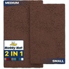 image:imageMuddy Mat 2Piece Set ASSEENONTV Highly Absorbent Microfiber Dog Door Mat and Pet Rug Non Slip Thick Washable Area Mat Soft Chenille for Kitchen Bathroom Bedroom and Outdoor Brown Small amp Medium