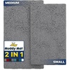 image:imageMuddy Mat 2Piece Set ASSEENONTV Highly Absorbent Microfiber Door Mat and Pet Rug Non Slip Thick Washable Area Mat Soft Chenille for Kitchen Bathroom Bedroom and Outdoor  Grey Small amp Medium