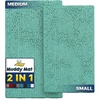 image:imageMuddy Mat 2Piece Set Highly Absorbent Microfiber Dog Door Mat and Pet Rug Non Slip Thick Washable Area Mat Soft Chenille for Kitchen Bathroom Bedroom and Outdoor Seafoam Green Small amp Medium