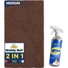 image:imageMuddy Mat 2in1 Set Brown Medium 30X19 Microfiber NonSlip Washable amp Highly Absorbent Chenille Dog Door Mat with Wizz Stain amp Odor RemoverUltimate Pet Cleanup Combo for Fresh amp Clean Homes