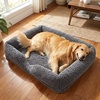 image:imageMuddy Mat Cloud K9 Rectangle Dog Bed for Dogs amp Cats Chenille Bolster Bed with Foam Support Machine Washable Removable Cover Slip Resistant Crate amp Couch Bed  Grey Small 17x24Grey
