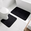 image:imageMuddy Mat CloudStep Bathroom Rugs 2 Piece Set Non Slip Bath Mats for Bathroom Absorbent Memory Foam Chenille Machine Washable Quick Dry Toilet Rug Set Navy Blue 20x30  20x20 UShapedBlack