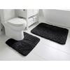 image:imageMuddy Mat Fluffy Bathroom Rugs 2 Piece Set Soft Absorbent Microfiber Bath Mats Non Slip Quick Dry Machine Washable for Floor Tub Shower amp Toilet Grey 20x30  20x20 UShapedBlack
