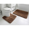 image:imageMuddy Mat Fluffy Bathroom Rugs 2 Piece Set Soft Absorbent Microfiber Bath Mats Non Slip Quick Dry Machine Washable for Floor Tub Shower amp Toilet Grey 20x30  20x20 UShapedChocolate Brown