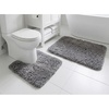 image:imageMuddy Mat Fluffy Bathroom Rugs 2 Piece Set Soft Absorbent Microfiber Bath Mats Non Slip Quick Dry Machine Washable for Floor Tub Shower amp Toilet Grey 20x30  20x20 UShapedGrey