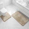 image:imageMuddy Mat Memory Foam Bath Mat Set 2 Piece  Velvet Soft Non Slip Bathroom Rugs Set Thick Absorbent Washable Bath Mats for Bathroom Floor and Shower Black 20x30  20x20 UShapedBeige