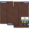 image:imageMuddy Mat Pack of 3 Highly Absorbent Microfiber Dog Door Mat and Pet Rug Non Slip Thick Washable Area Mat Soft Chenille for Kitchen Bathroom Bedroom and Outdoor  Brown Small Medium amp LargeChocolate Brown