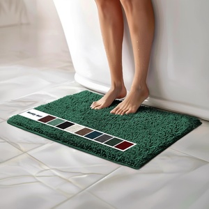image:imageMuddy Mat  Chenille Bathroom Rugs Quick Dry Microfiber Mats Non Slip Washable Extra Thick Soft and Highly Absorbent Bath Mats for Bathroom Kitchen and Shower Floor  White 35x59Dark Green