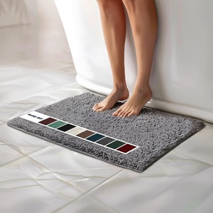 image:imageMuddy Mat  Chenille Bathroom Rugs Quick Dry Microfiber Mats Non Slip Washable Extra Thick Soft and Highly Absorbent Bath Mats for Bathroom Kitchen and Shower Floor  White 35x59Grey