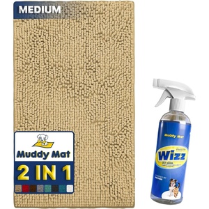 image:imageMuddy Mat 2in1 Set Beige Medium 30X19 Microfiber NonSlip Washable amp Highly Absorbent Chenille Dog Door Mat with Wizz Stain amp Odor RemoverUltimate Pet Cleanup Combo for Fresh amp Clean HOM