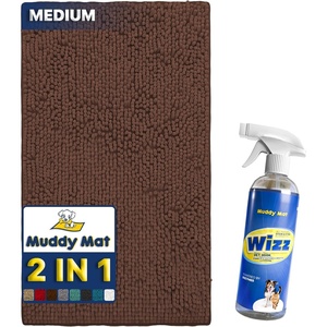 image:imageMuddy Mat 2in1 Set Brown Medium 30X19 Microfiber NonSlip Washable amp Highly Absorbent Chenille Dog Door Mat with Wizz Stain amp Odor RemoverUltimate Pet Cleanup Combo for Fresh amp Clean Homes