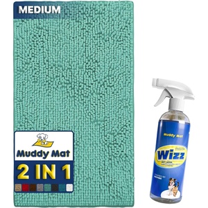 image:imageMuddy Mat 2in1 Set Seafoam Green Medium30X19 Microfiber NonSlip Washable amp Highly Absorbent Chenille Dog Door Mat with Wizz Stain amp Odor RemoverUltimate Pet Cleanup Combo for Pristine Homes
