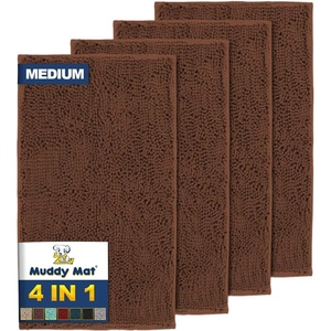 image:imageMuddy Mat 4Piece Seafoam Green Medium 30X19 ASSEENONTV Highly Absorbent Microfiber Door Mat Bath Mat and Pet Rug Non Slip Thick Washable Soft Chenille for Kitchen Bedroom Indoor and OutdoorChocolate Brown