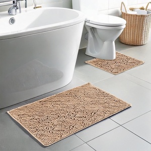 image:imageMuddy Mat Chenille Bathroom Rugs Set Quick Dry Microfiber Mats Non Slip Washable Extra Thick Soft and Highly Absorbent Bath Mats 20x30 with U Shaped Toilet Mat 20x20  GreyBeige