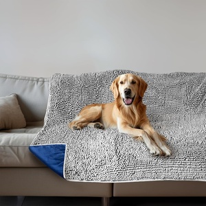 image:imageMuddy Mat Dog Blanket  Chenille Water Absorption Blanket for Bed amp Couch Cover for Dogs Washable AntiSlip Soft and Durable Furniture Protector for Dogs  Beige 48x56Grey