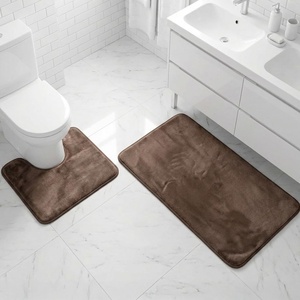 image:imageMuddy Mat Memory Foam Bath Mat Set 2 Piece  Velvet Soft Non Slip Bathroom Rugs Set Thick Absorbent Washable Bath Mats for Bathroom Floor and Shower Black 20x30  20x20 UShapedChocolate Brown