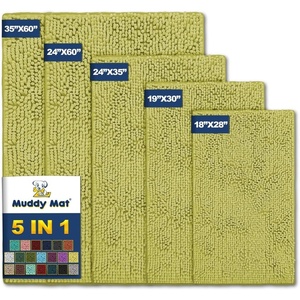image:imageMuddy Mat Pack of 5 Highly Absorbent Microfiber Door Mat and Pet Rug Non Slip Thick Washable Area and Bath Mat Soft Chenille for Kitchen Bathroom Bedroom Indoor and Outdoor  Yellow Sizes S to XXL