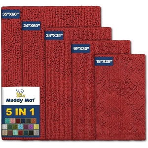 image:imageMuddy Mat Pack of 5 Highly Absorbent Microfiber Door Mat and Pet Rug Non Slip Thick Washable Area and Bath Mat Soft Chenille for Kitchen Bathroom Bedroom Indoor and Outdoor  Sizes S to XXL