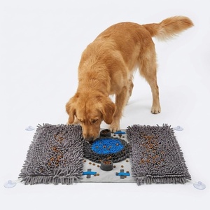 image:imageMuddy Mat Round Chenille amp Fleece Snuffle Mat for Dogs  Dual Material Dog Enrichment Mat with Chenille amp Fleece Layers Nonslip Waterproof Base Interactive Slow Feeding amp Stress Relief Mat 19x19Double Chenille Fleece