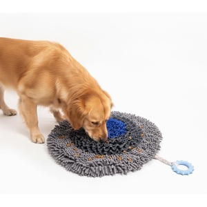 image:imageMuddy Mat Round Chenille amp Fleece Snuffle Mat for Dogs  Dual Material Dog Enrichment Mat with Chenille amp Fleece Layers Nonslip Waterproof Base Interactive Slow Feeding amp Stress Relief Mat 19x19Round Chenille Fleece