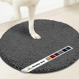 image:imageMuddy Mat Shown on TV  Super Absorbent Microfiber Dog Door Mat for Muddy Paws NonSlip Washable Pet Rug Quick Dry Chenille Entryway Carpet Machine Washable Indoor Outdoor Mat Grey Round 4ftGrey