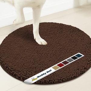 image:imageMuddy Mat Shown on TV  Super Absorbent Microfiber Dog Door Mat for Muddy Paws NonSlip Washable Pet Rug Quick Dry Chenille Entryway Carpet Machine Washable Indoor Outdoor Mat Grey Round 4ftChocolate Brown