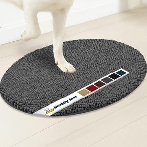 image:imageMuddy Mat Shown on TV  Super Absorbent Microfiber Dog Door Mat for Muddy Paws NonSlip Washable Pet Rug Quick Dry Chenille Entryway Carpet Machine Washable Indoor Outdoor Mat Grey Oval 3ft x 5ftGrey