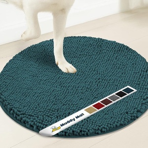 image:imageMuddy Mat Shown on TV  Super Absorbent Microfiber Dog Door Mat for Muddy Paws NonSlip Washable Pet Rug Quick Dry Chenille Entryway Carpet Machine Washable Indoor Outdoor Mat Grey Round 4ftAtlantic Blue