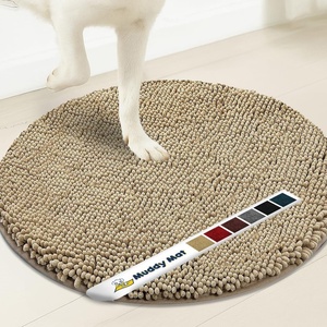 image:imageMuddy Mat Shown on TV  Super Absorbent Microfiber Dog Door Mat for Muddy Paws NonSlip Washable Pet Rug Quick Dry Chenille Entryway Carpet Machine Washable Indoor Outdoor Mat Grey Round 4ftBeige