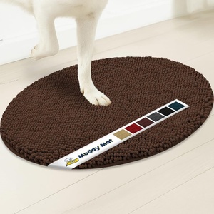 image:imageMuddy Mat Shown on TV  Super Absorbent Microfiber Dog Door Mat for Muddy Paws NonSlip Washable Pet Rug Quick Dry Chenille Entryway Carpet Machine Washable Indoor Outdoor Mat Grey Oval 3ft x 5ftChocolate Brown
