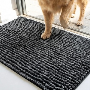 image:imageMuddy Mat TMax Dual Tone Indoor Dog Door Mat Slip Resistant Chenille Entryway Rug for Muddy Paws Super Water Absorbent Front Door Mat Quick Dry Washable mat  Beige 18 x 28Black