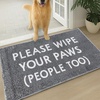 image:imageMuddy Mat Absorbent Microfiber Door Mat and Pet Rug Non Slip Washable Chenille Indoor Outdoor Rug  Warning Dog Cant Hold Its Licker Funny Pet Welcome Mat 19x30Please Wipe Your Paws People Too