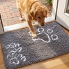 image:imageMuddy Mat Paw Dog Door Embroidery Mat Super Absorbent Microfiber Indoor Outdoor mat for Muddy Paws NonSlip Washable Pet Rug Quick Dry Chenille Entryway Carpet Machine Washable  Grey 19x30Paw