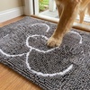 image:imageMuddy Mat Paw Dog Door Embroidery Mat Super Absorbent Microfiber Indoor Outdoor mat for Muddy Paws NonSlip Washable Pet Rug Quick Dry Chenille Entryway Carpet Machine Washable  Grey 19x30Pet Face