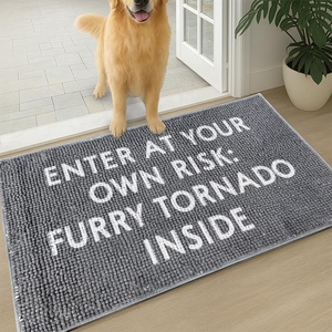image:imageMuddy Mat Absorbent Microfiber Door Mat and Pet Rug Non Slip Washable Chenille Indoor Outdoor Rug  Warning Dog Cant Hold Its Licker Funny Pet Welcome Mat 19x30Enter At Your Own Risk Furry Tornado Inside
