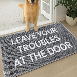 image:imageMuddy Mat Absorbent Microfiber Door Mat and Pet Rug Non Slip Washable Chenille Indoor Outdoor Rug  Warning Dog Cant Hold Its Licker Funny Pet Welcome Mat 19x30Leave Your Troubles At The Door