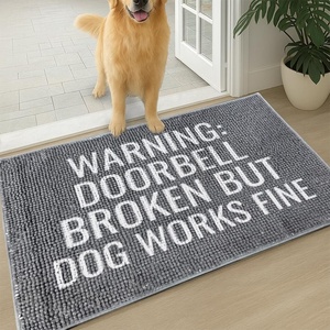 image:imageMuddy Mat Absorbent Microfiber Door Mat and Pet Rug Non Slip Washable Chenille Indoor Outdoor Rug  Warning Dog Cant Hold Its Licker Funny Pet Welcome Mat 19x30Warning Doorbell Broken But Dog Work Fine