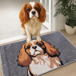 image:imageMuddy Mat Highly Water Absorbent Microfiber Door Mat and Pet Carpet SlipResistant Thick Washable Soft Chenille Mat for Kitchen Bedroom Indoor and Outdoor  Dog Face Rottweiler 19X30Cavalier King Charles Spaniel