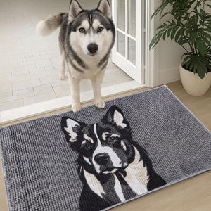 image:imageMuddy Mat Highly Water Absorbent Microfiber Door Mat and Pet Carpet SlipResistant Thick Washable Soft Chenille Mat for Kitchen Bedroom Indoor and Outdoor  Dog Face Rottweiler 19X30Border Collie