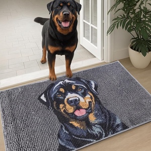 image:imageMuddy Mat Highly Water Absorbent Microfiber Door Mat and Pet Carpet SlipResistant Thick Washable Soft Chenille Mat for Kitchen Bedroom Indoor and Outdoor  Dog Face Rottweiler 19X30Rottweiler