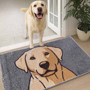 image:imageMuddy Mat Highly Water Absorbent Microfiber Door Mat and Pet Carpet SlipResistant Thick Washable Soft Chenille Mat for Kitchen Bedroom Indoor and Outdoor  Dog Face Rottweiler 19X30Labrador