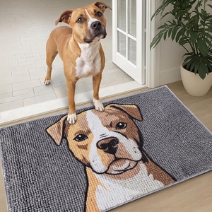image:imageMuddy Mat Highly Water Absorbent Microfiber Door Mat and Pet Carpet SlipResistant Thick Washable Soft Chenille Mat for Kitchen Bedroom Indoor and Outdoor  Dog Face Rottweiler 19X30Pitbull